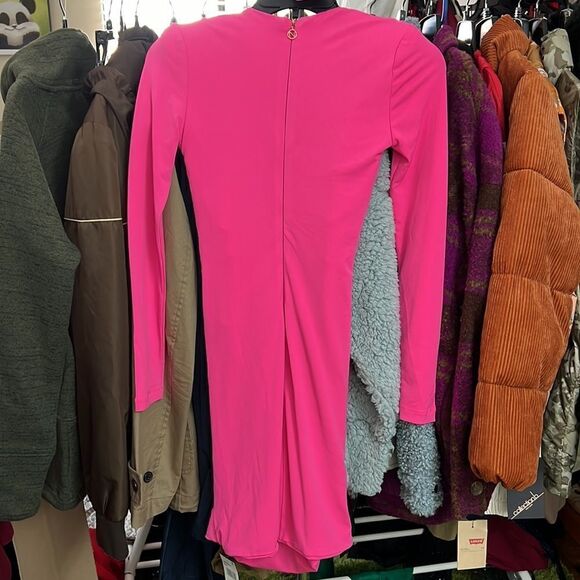 Nookie Envy Mini Long Sleeve Dress Small in Neon Pink $249 #21 - Picture 4 of 8